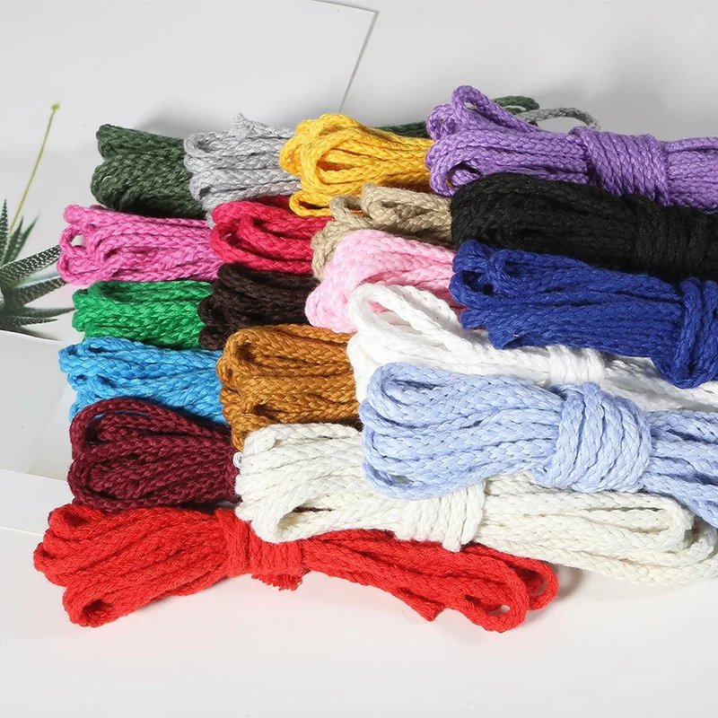 5mm*5yard Colorful Cotton Cord Natural Beige Twisted Cord Rope Craft Macrame String DIY Home Decorative Braided Material