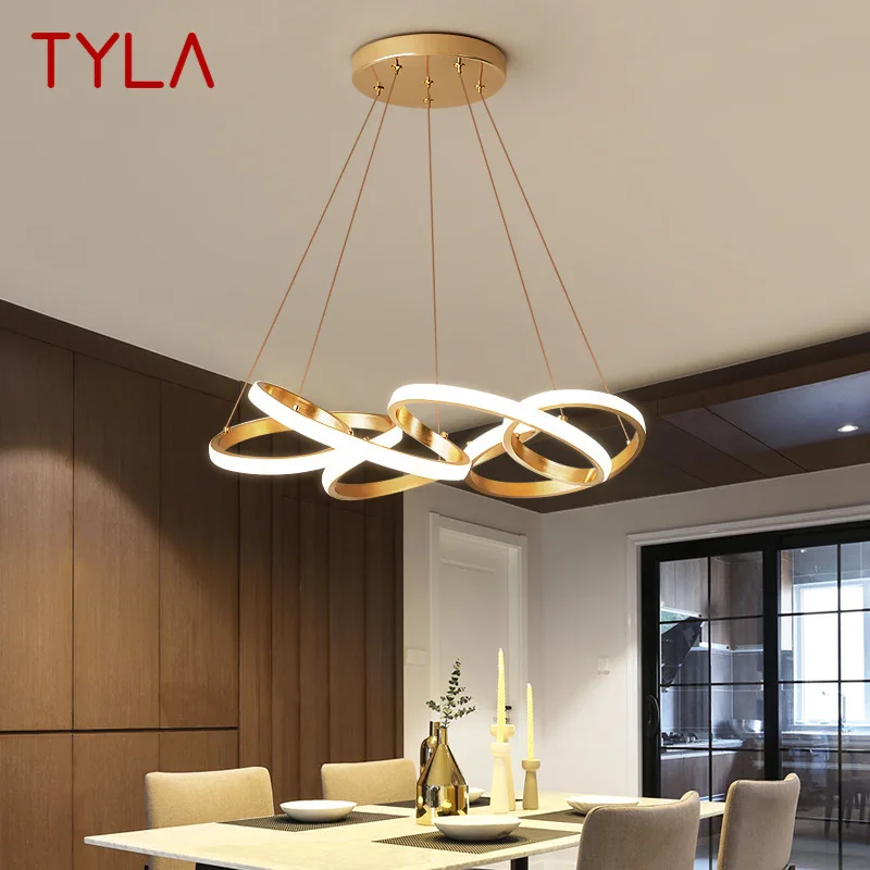 

TYLA Postmodern Pendant Lamp Vintage Creative Rings LED 3 Colors Art Fixtures for Home Decor Dining Room Bedroom