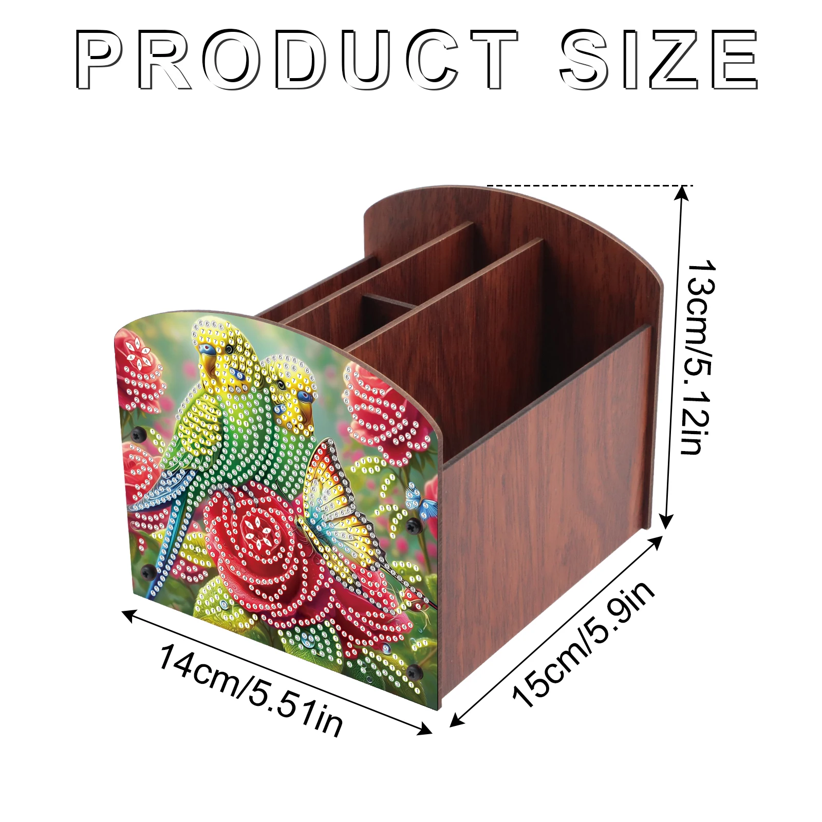 مجموعة صندوق تنظيم اللوحة الماسية، الببغاء الأخضر DIY شكل خاص الماس متعدد المقصورات صندوق تخزين اليدوية ديكور المنزل هدية #2