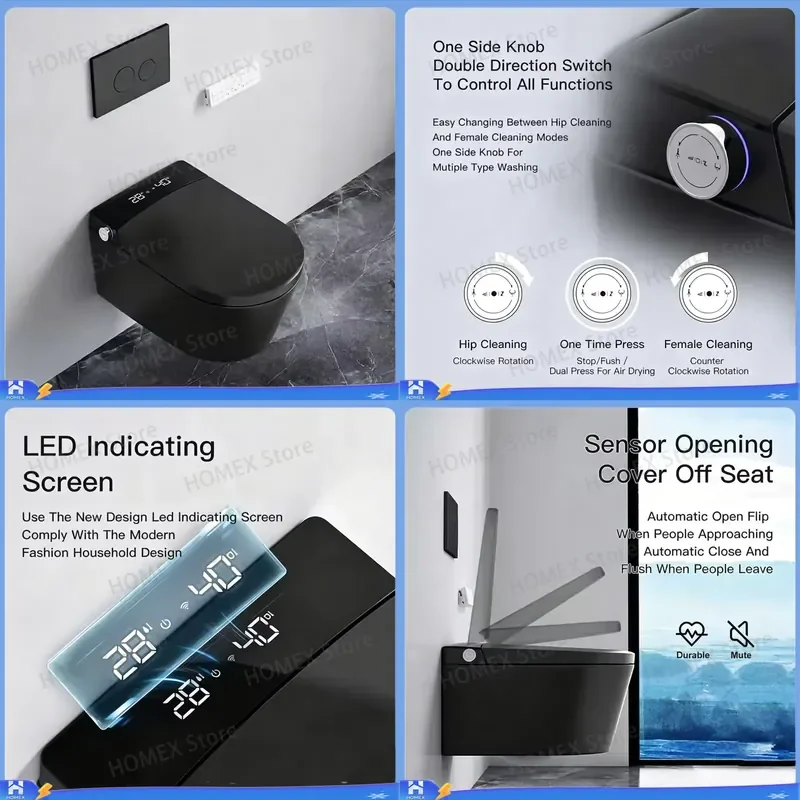 New Design Dark Gray Ceramic Wall Hung Toilet American European Standard Smart Bathroom Back Wall Mounted WC Pan Modern