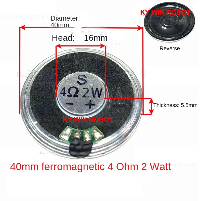 5pcs/lot New Ultra-thin Mini Speaker 4 Ohms 2 Watt 2W 4R Speaker Diameter 40MM 4CM Thickness 5MM IC Electronic Components