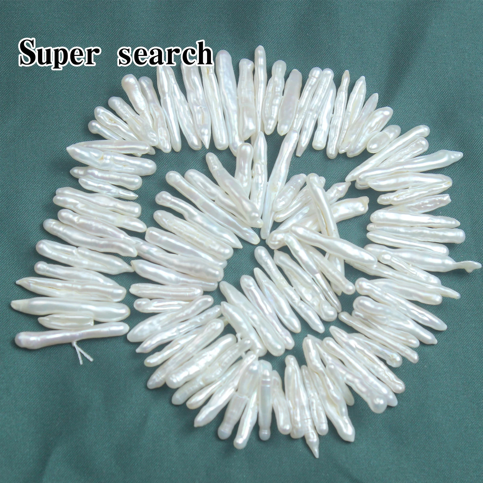 Natural Freshwater Pearl White Baroque Middle Hole Toothpick Long Strip Shape Loose Beads Bracelet Necklace Earring Beads