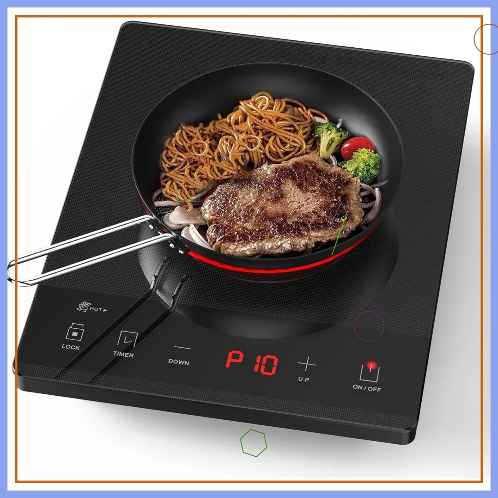 

Ultra-thin Portable Electric Hot Plate with 24-Hour Timer, Child Safety Lock, and Infrared Burner for All Cookware - 1800W