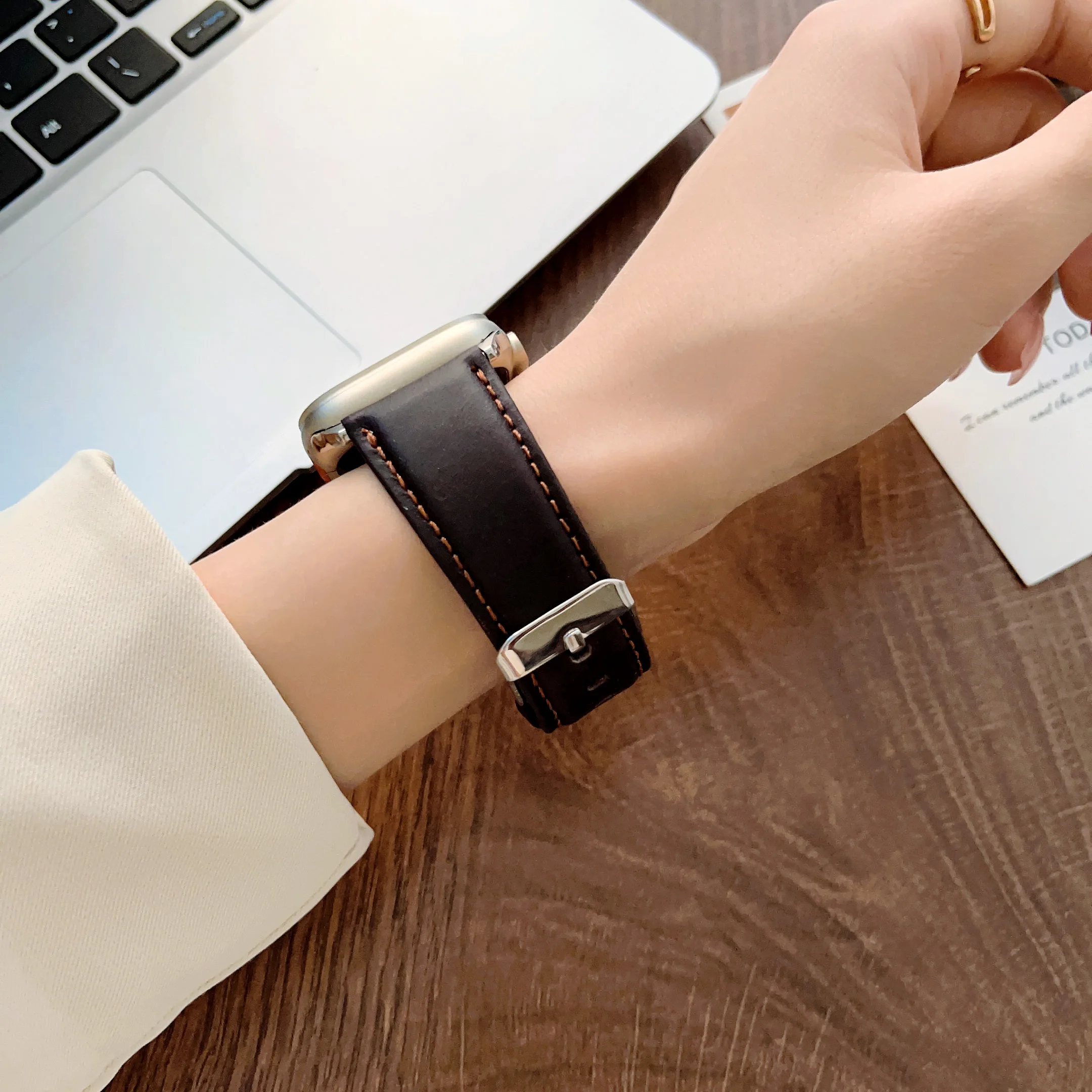 สายรัดข้อมือหนังเหมาะสำหรับ Apple นาฬิกา Iwatch 49มม.Crazy Horse Grain สายคล้อง