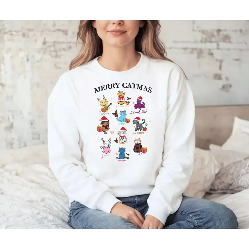 2025 الخريف/الشتاء ديزني عيد الميلاد القط الرمزية الأسرة ملابس رياضية موضة مطبوعة المرأة موضة عادية يوميا متعددة الاستخدامات