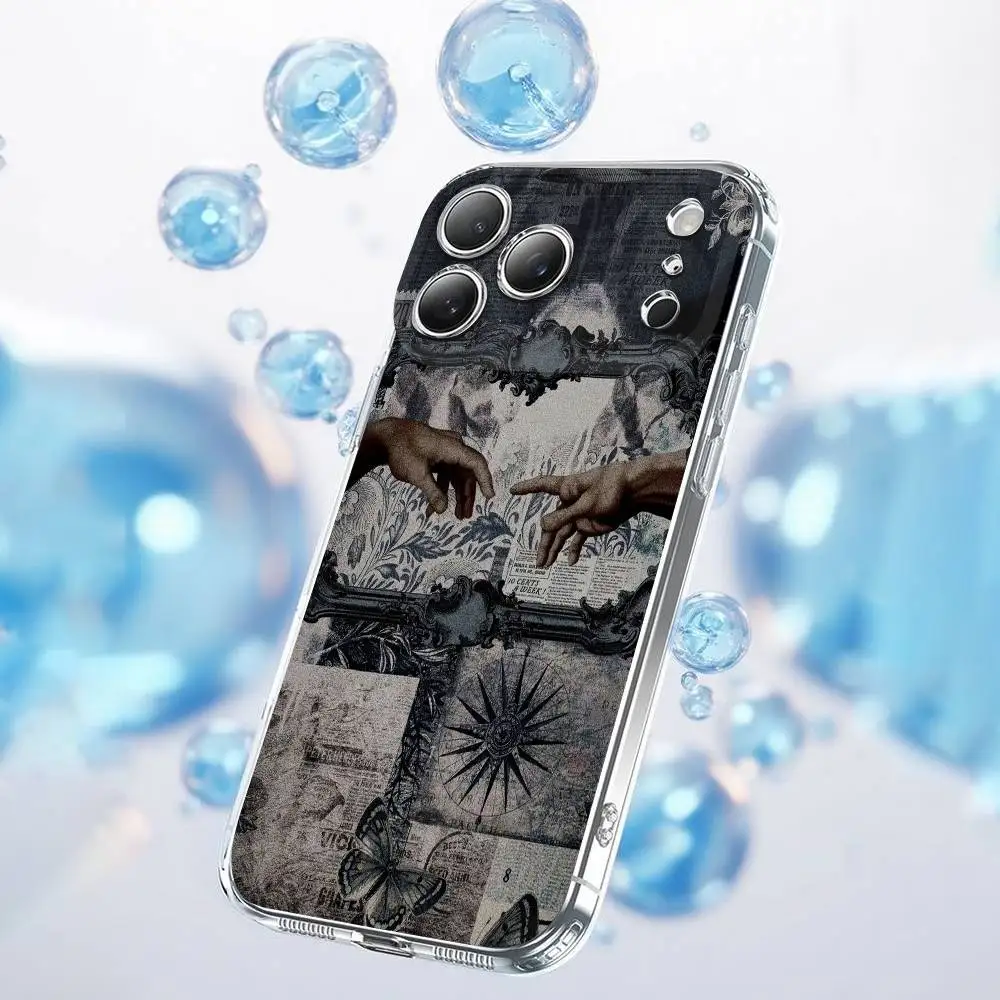 The Creation of Adam Michelangelo Phone Case For iPhone 17,16,15,14,13,12,11,Plus,Pro,Max,Plus,E,Air,Mini Transparent Cover