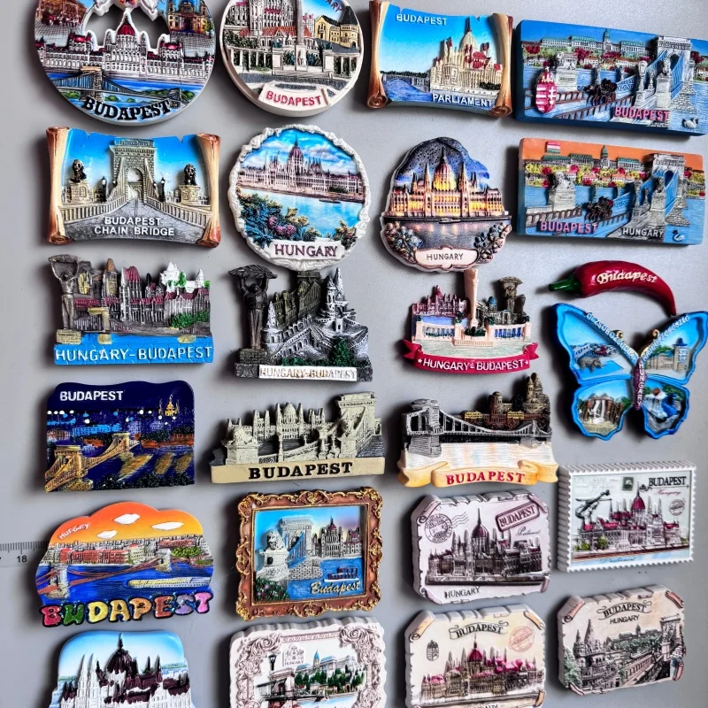 Budapest Hungary Magnets Collection of Refrigerator Magnets River Danube Széchenyi Chain Bridge Tourist Souvenirs Chain Bridge