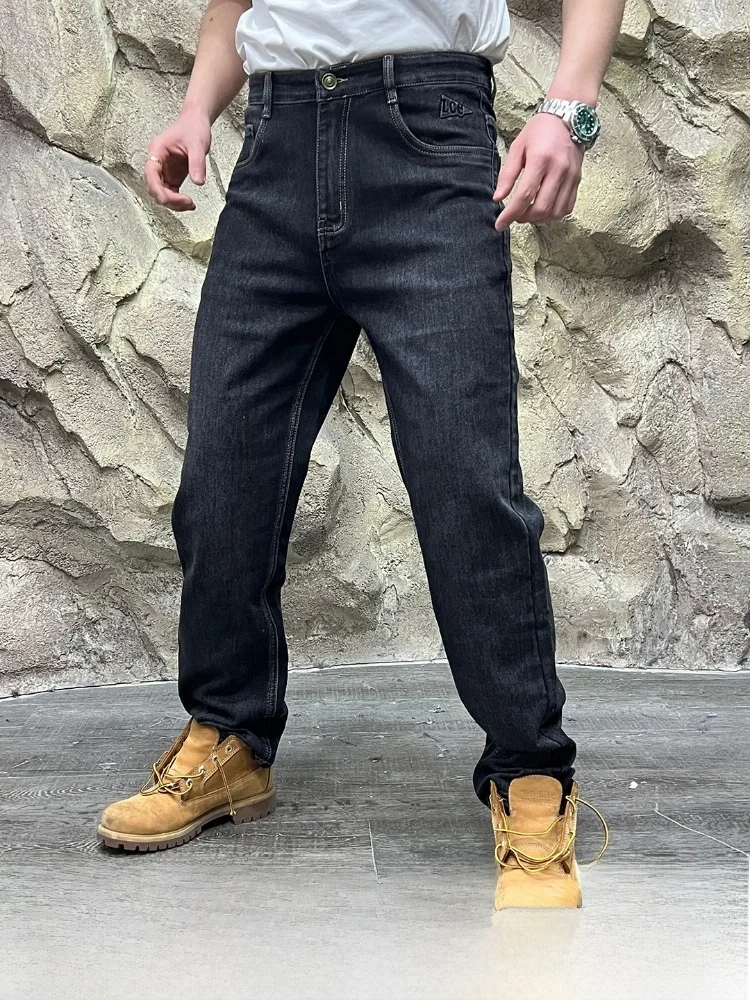 

Модные мужские джинсы из смесового хлопка на весну, универсальные, прямого кроя, молодежные, удобные, дышащие, со средней посадкой