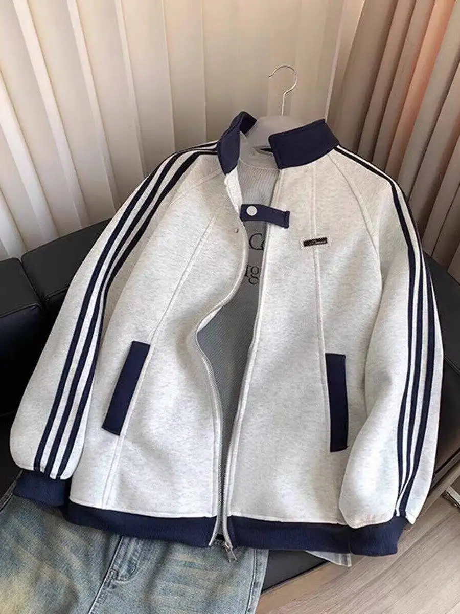 

American Sle Tri-Color Blo Collar Jaet ex Long Sve Warm Outerwear for Youth College Sle Polyester Fiber