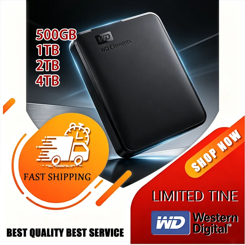 WD Elements 2TB 1TB USB 3.0 2.5" External Hard Drive External HDD Hard Disk Portable Western Digital For Desktop PC Laptop
