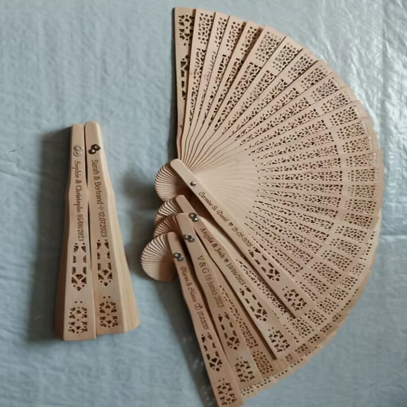 Personalized Engraved Wood Folding Hand Fan, Wedding Personality Fans, Birthday Customized, Baby Party Decor, Gifts for Guest, 1