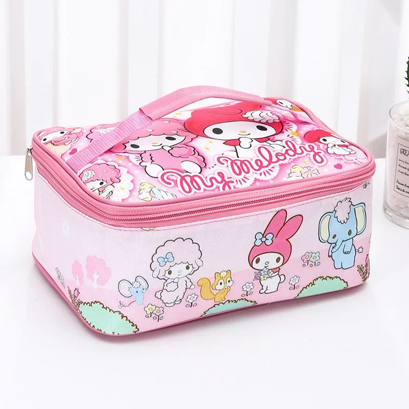 Sanrio Hello Kitty My Melody Child Insulated Lunch Bags Portable High Capacity Picnic Bag Student Lunch Box Ice Pack Thermal Bag