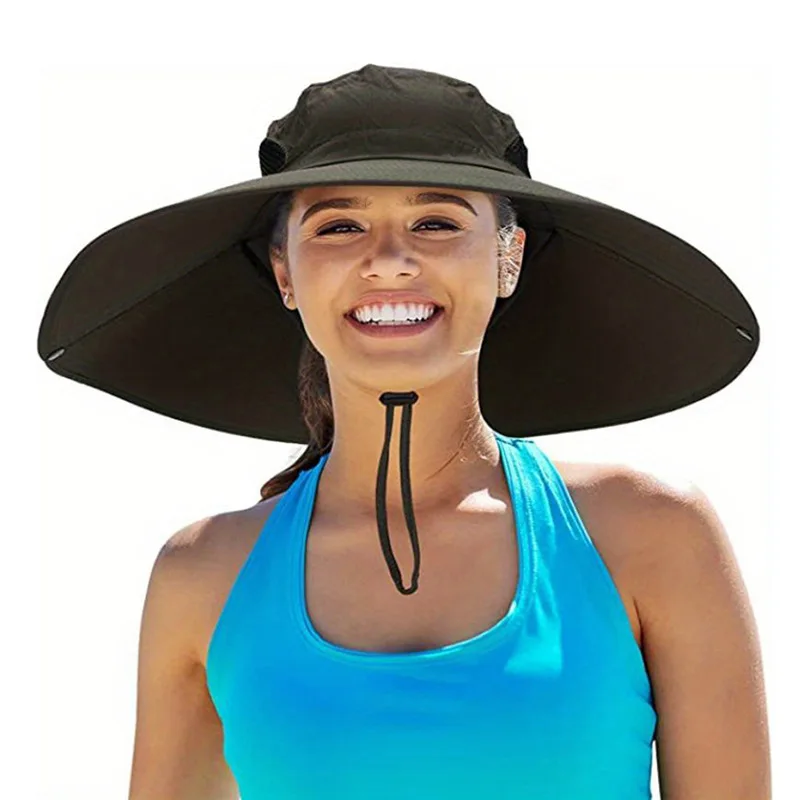 قبعة خارجية أوروبية وأمريكية بحافة كبيرة، قبعة صياد السمك للرجال، قبعة شمس مقاومة للماء، قبعة المشي لمسافات طويلة للحماية من الشمس