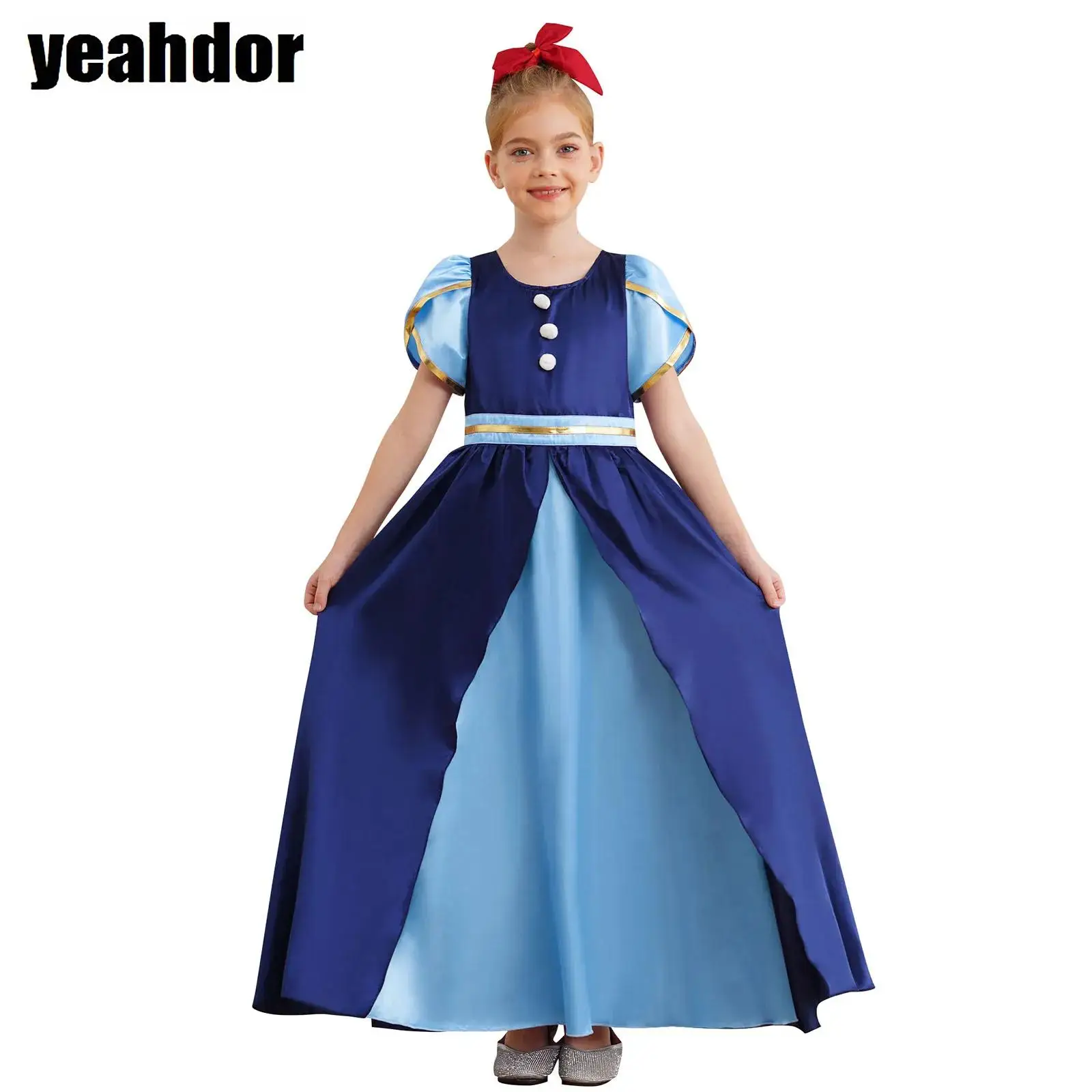 Disfraz Medieval renacentista para niña, vestido de Regencia con mangas abullonadas, vestido Maxi de bloques de Color, vestido de princesa victoriana, vestido de fiesta de té de Janes