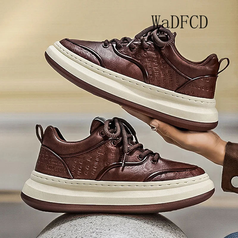 

Sneakers Casual Mens Original Designer Board Shoes Fashion Microfiber Leather Upper Height Increased Flat Platform Sports Shoes