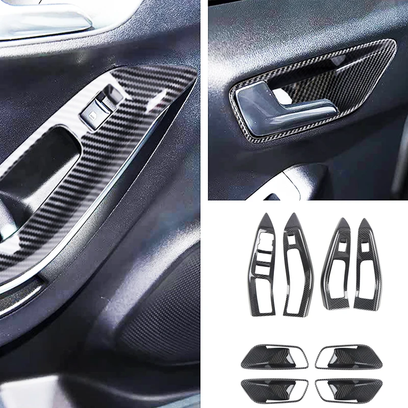 

Для Ford Puma 2019-2024 карбоновый стиль, боковая дверь, внутренняя часть, переключатель подъема окна, кнопки, ручки, чаши, комплект отделки крышки