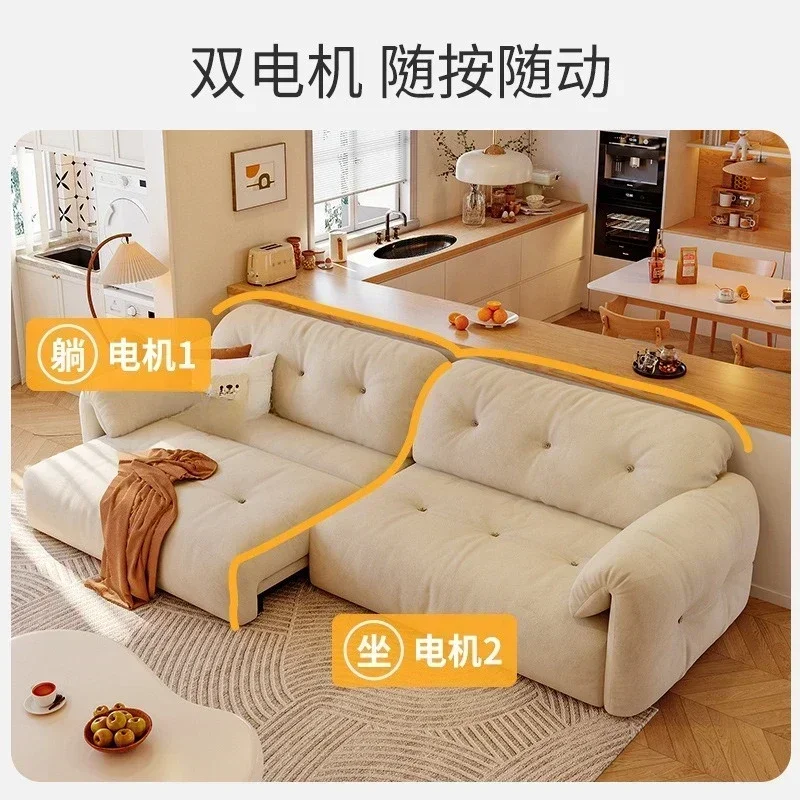 Cloud living room simple modern telescopic cream wind small apartment fabric multi-functional electric sofa bed