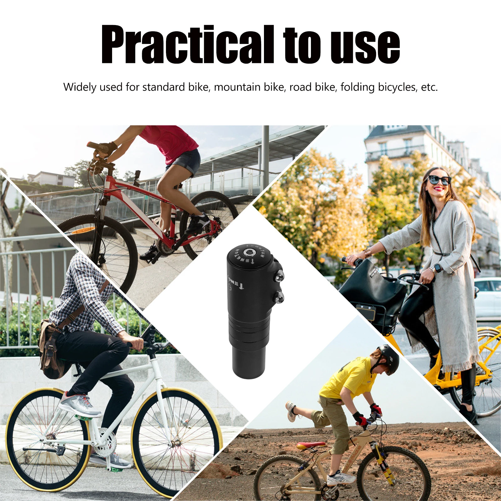 

Bicycle Handlebar Extender Black Aluminum Alloy Heightener Front Fork Stem Riser Adapter for Mountain Road Bike Riding Posture