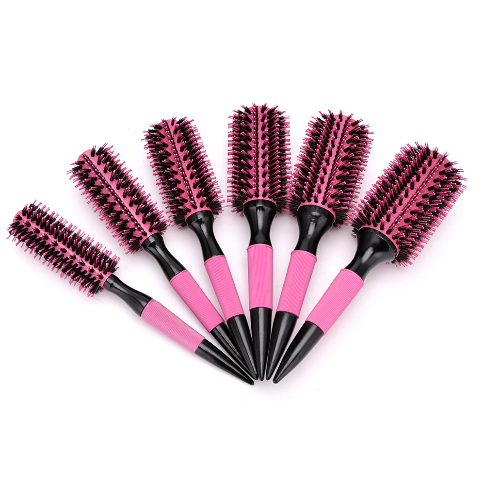 

Professional ceramic ionic hair brush wooden round hair comb, styling tool made of mixed boar bristles and nylon