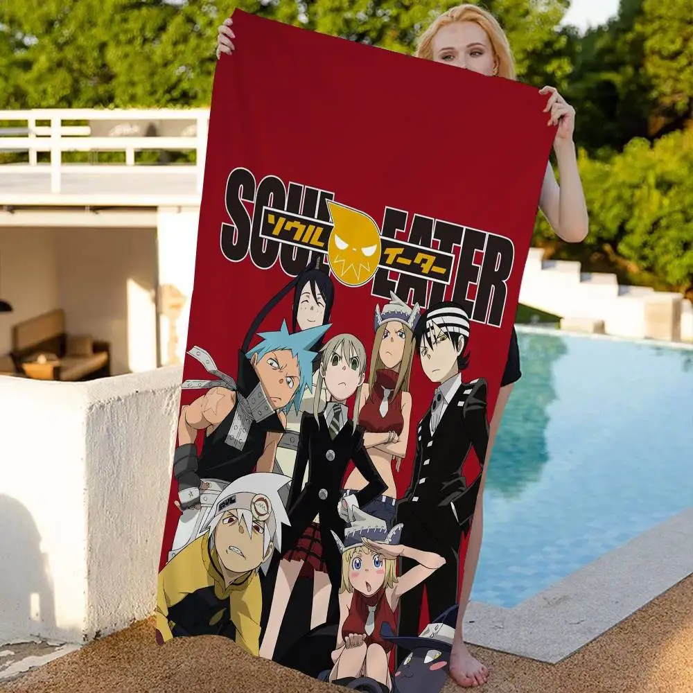 S-Soul Eater Anime Microfiber Printed Beach Towel Mountain Climbing Yoga Beach Swimming Running Absorbent Soft Towel