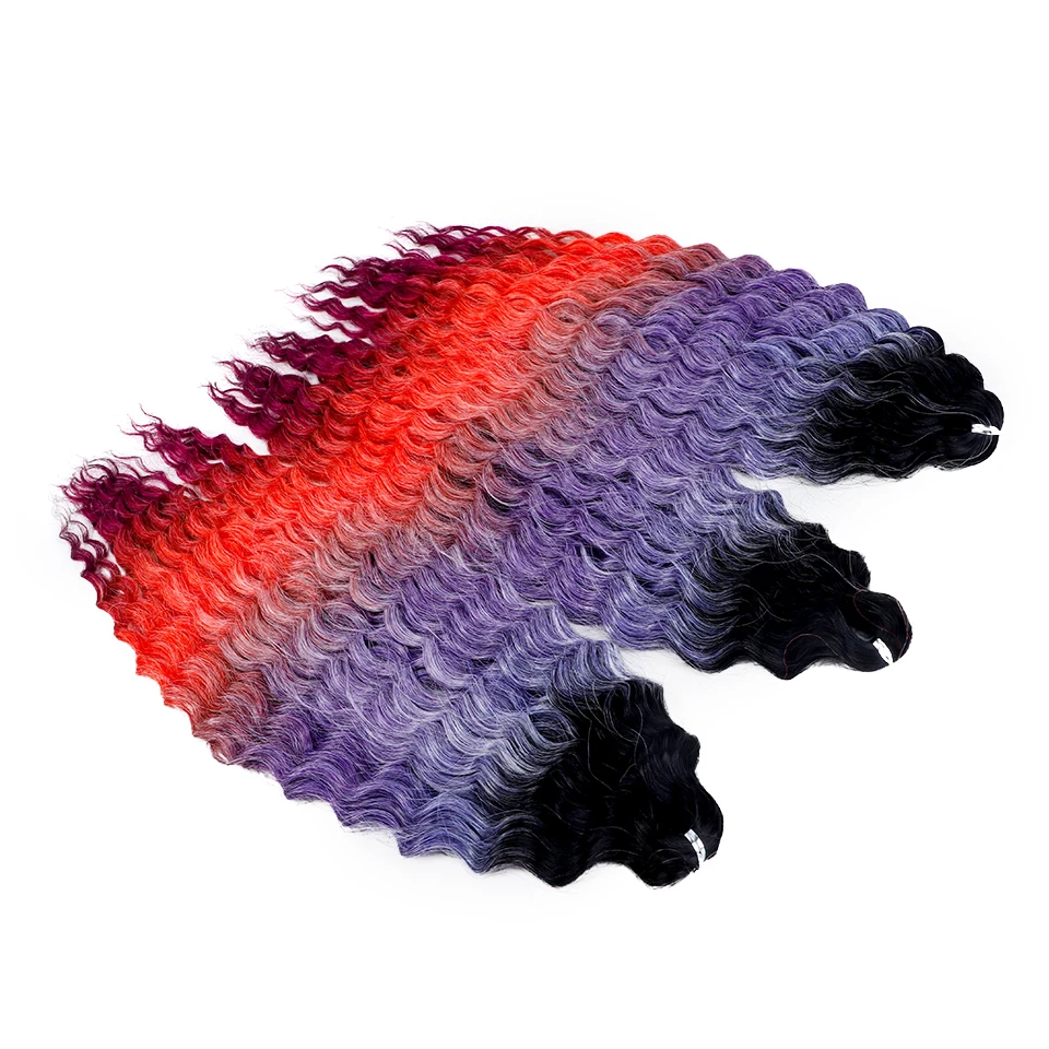 ファッションアイドル 22インチ アリエルカールヘア ウォーターウェーブ ツイストクロシェヘア 合成ブレードヘア オンブレレインボー ブレイディングヘアエクステンション