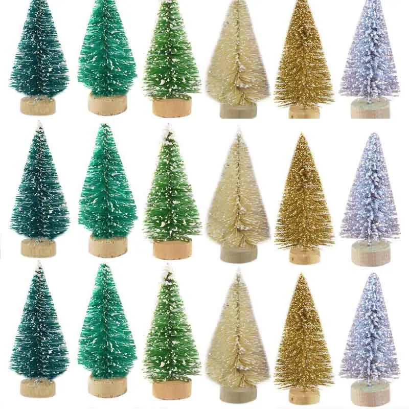 12Piece Mini Christmas Tree Sisal Silk Cedar - Decoration Small Christmas Tree - Gold Silver Blue Green White Mini Tree