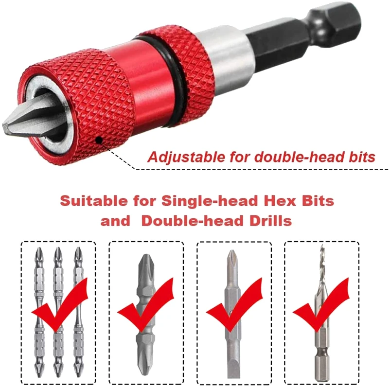 2X 1/4 Hex Shank Electric Drill Magnetic Screwdriver Bit Holder Tool Magnetism Limit Adjustable Extension Rod