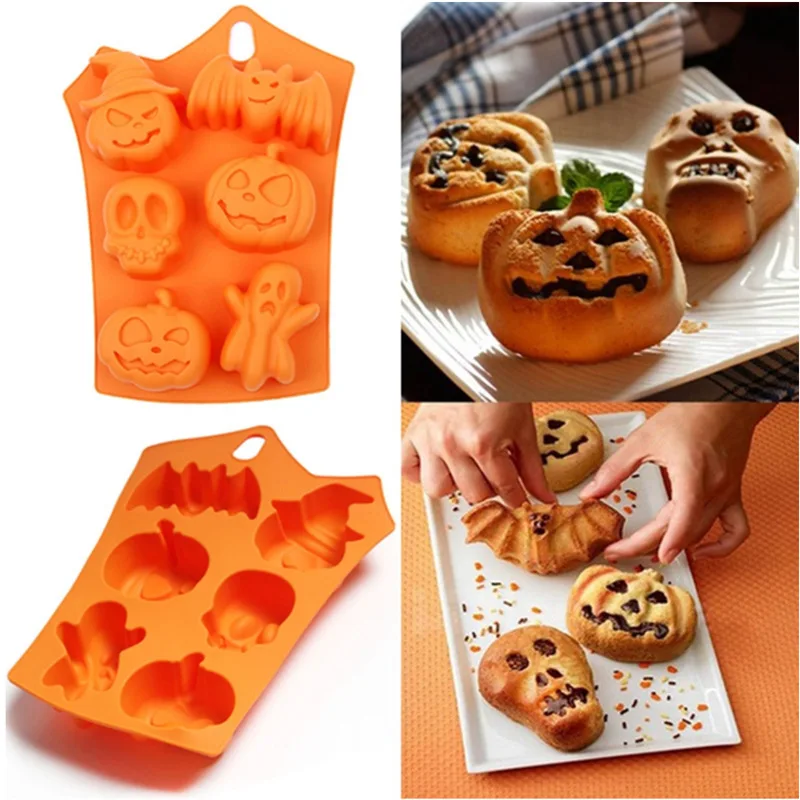 3D Silicone Halloween Cake Mold Pumpkin Ghost Shape Mould for Making Cookie Candy DIY Cake Decoration Tools Baking Accessories