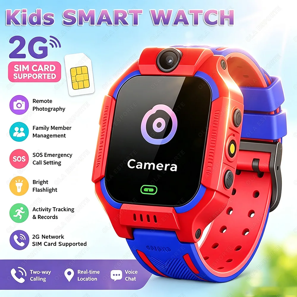 2026 Neue 2G Kinder-Smartwatch mit SIM-Karte, Anruf, HD-Kamera, GPS-Ortung, SOS, IP68 wasserdicht, LED-Taschenlampe, Smartwatch für Jungen und Mädchen HT30