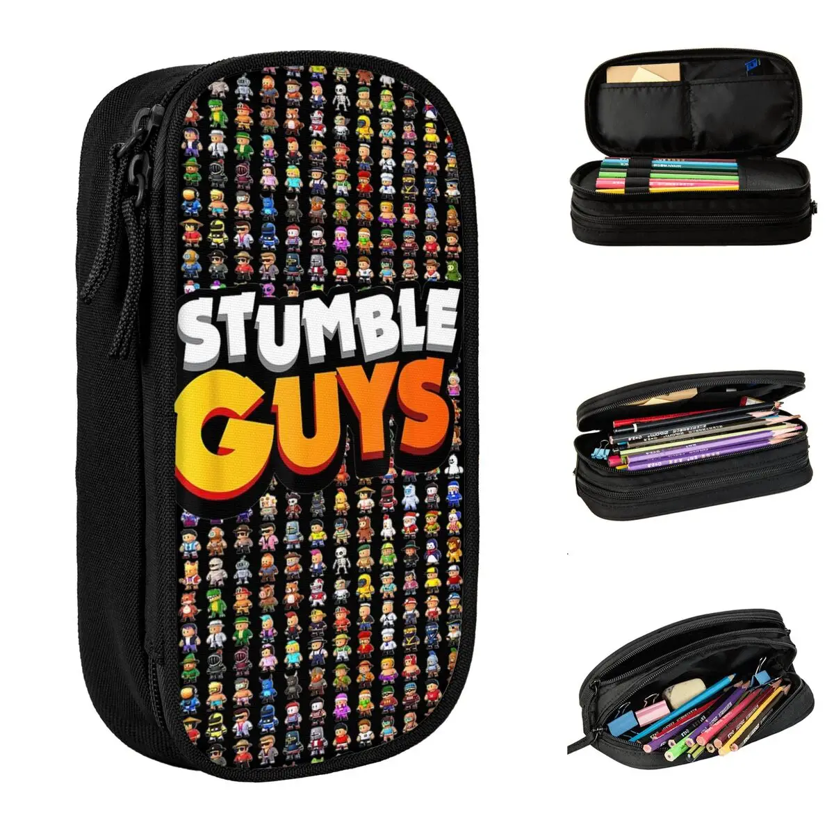 Fun Stumbles Guys Game Cartoon Pencil Case  Pencilcases Pen Box for Student Big Capacity Bag Office Gifts Stationery