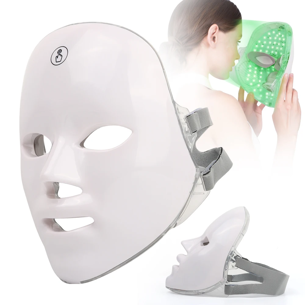 7 Colors LED Facial Mask with Neck LED Light Therapy Mask Skin Rejuvenation Anti Acne Beauty Device Face Lifting Firm Massager