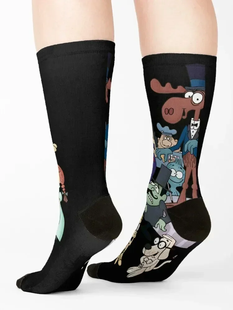 Tribute to Jay Ward Cartoons Rocky, Bullwinkle, and Friends Classic T-Shirt.png Socks New year's Men Socks Women's