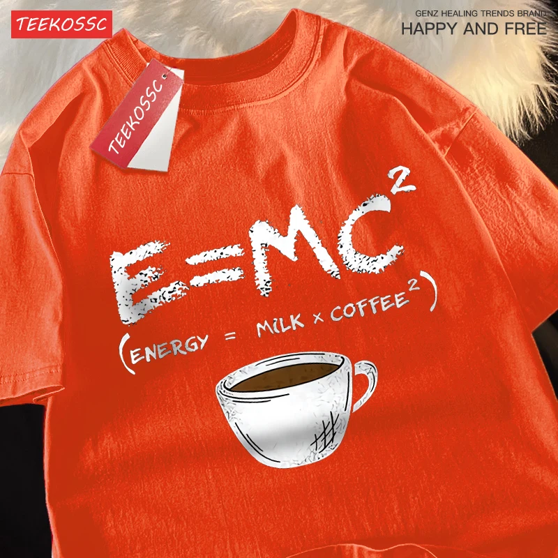 Energy Milk Coffee Fun Formula Print Male T Shirts Loose T-Shirts Summer Cotton T-Shirts Oversized Street Short Sleeved Unisex