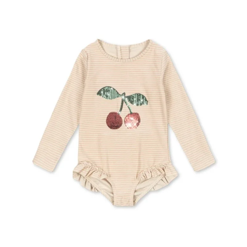 Kids Swimwear Striped One-pieces Long Sleeve Swimsuit Girl Swimwears Quick Dry Two Piece Swimsuit for Girls  Kids Bikini Set