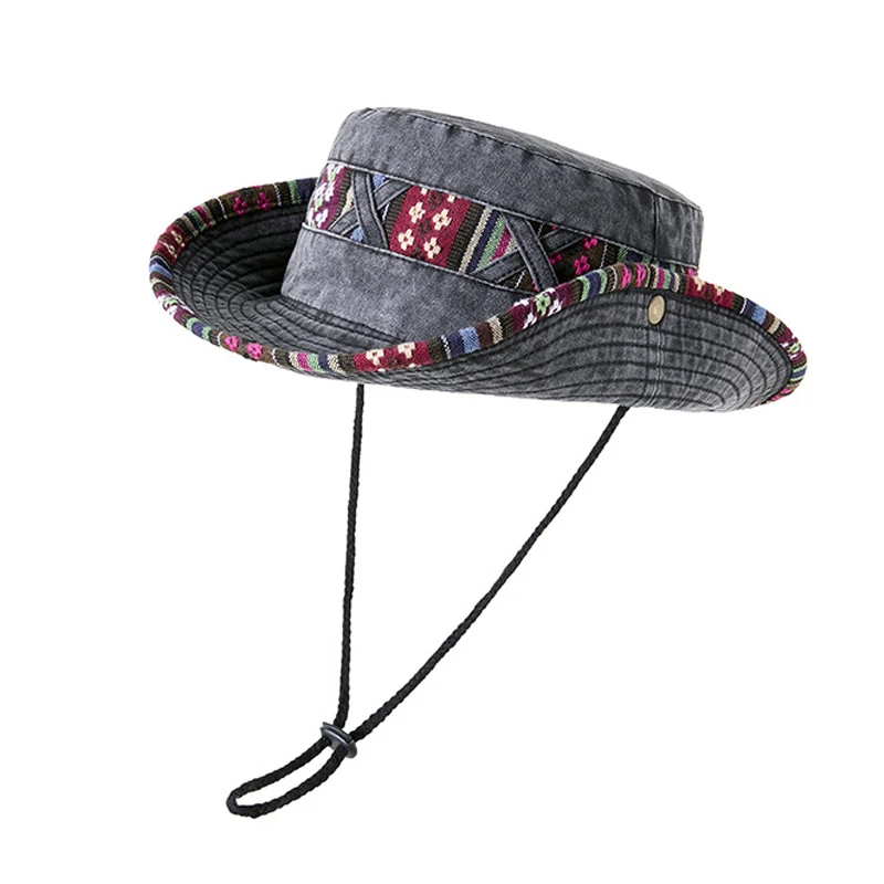 

Bucket Hat Women Wide Brim Sun Protection Chin Strap Newsboy Cap For Fishing Climb Summer Outdoor