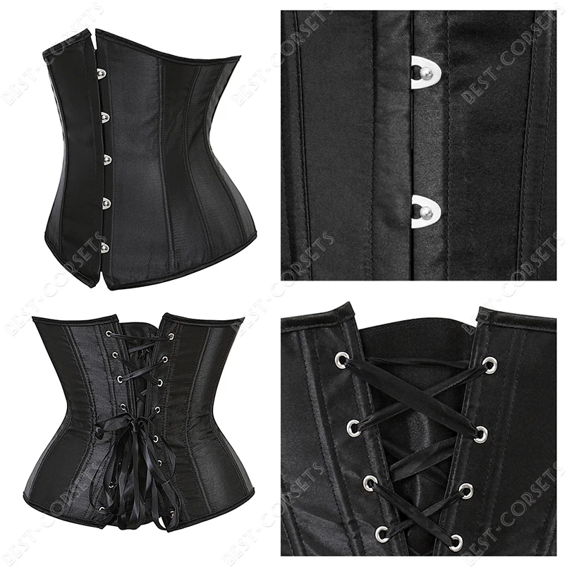 Underbust Corset for Women Lace Up Bustier Waist Trainer Plus Size Gothic Corset Cincher Vintage Corset Cincher Black White Pink