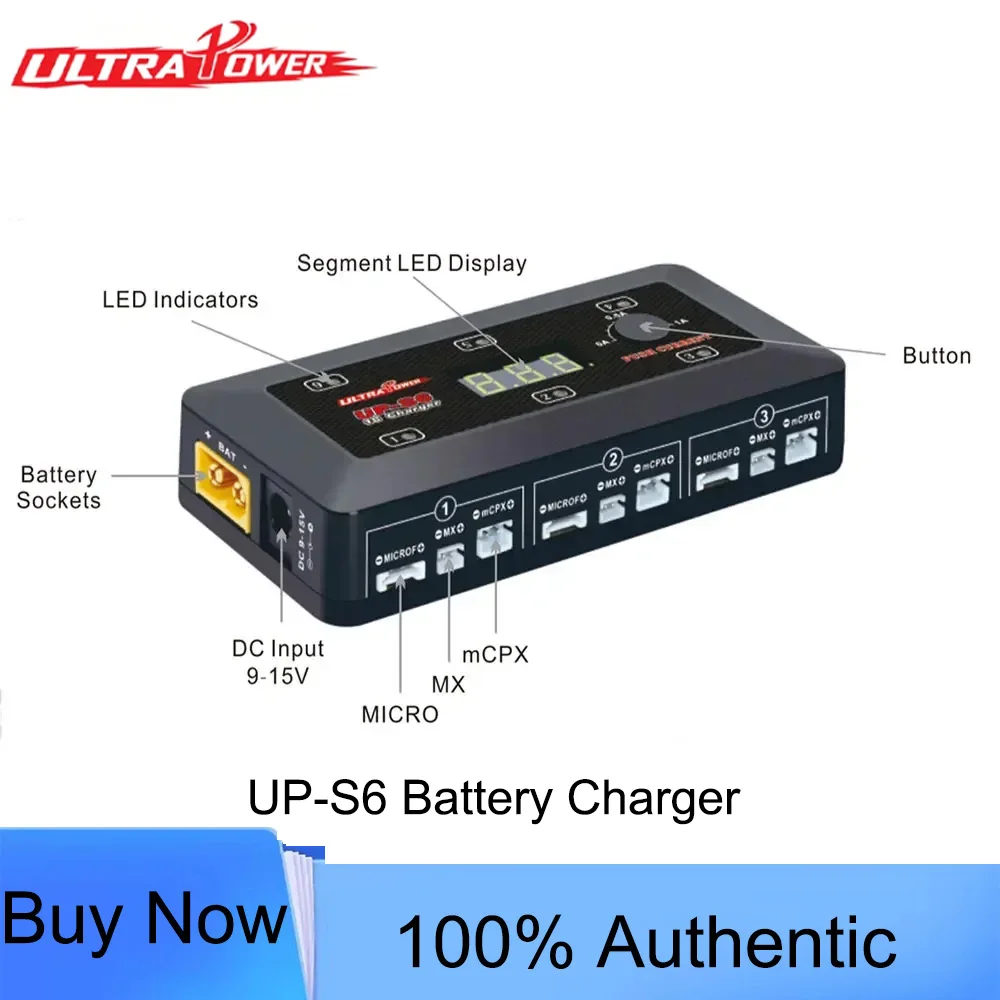 Ultra Power UP-S6 3.7V 1S Lipo LiHv Battery Charger with MICRO MX mCPX USB Port for Blade Inductrix RC Racing Drone Quadcopter