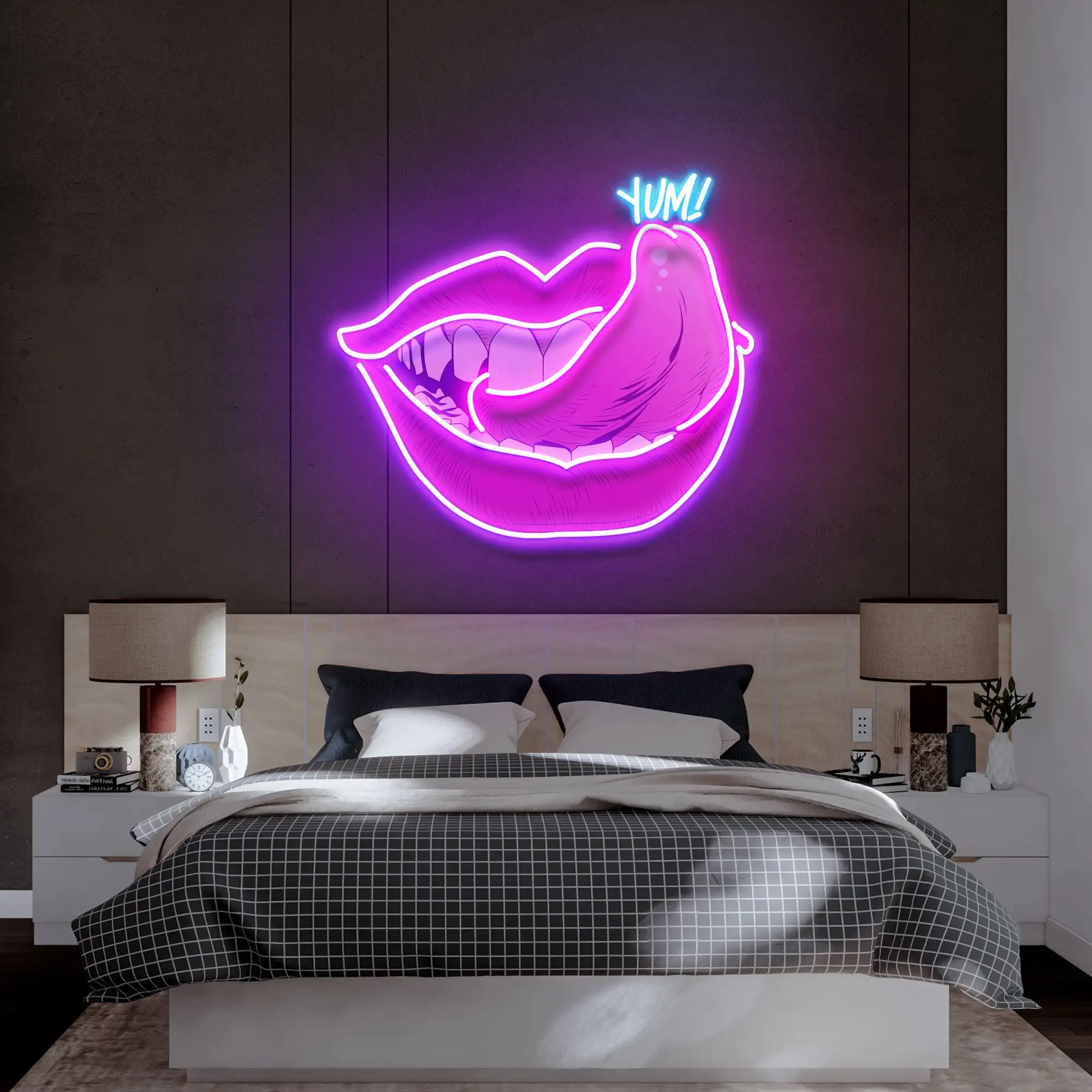 Imagem -04 - Yummy Lips Neon Sign Custom Decoração de Quarto e Sala Party Neon Signs For Food Sala de Jantar Candy Shop Wall Led Light