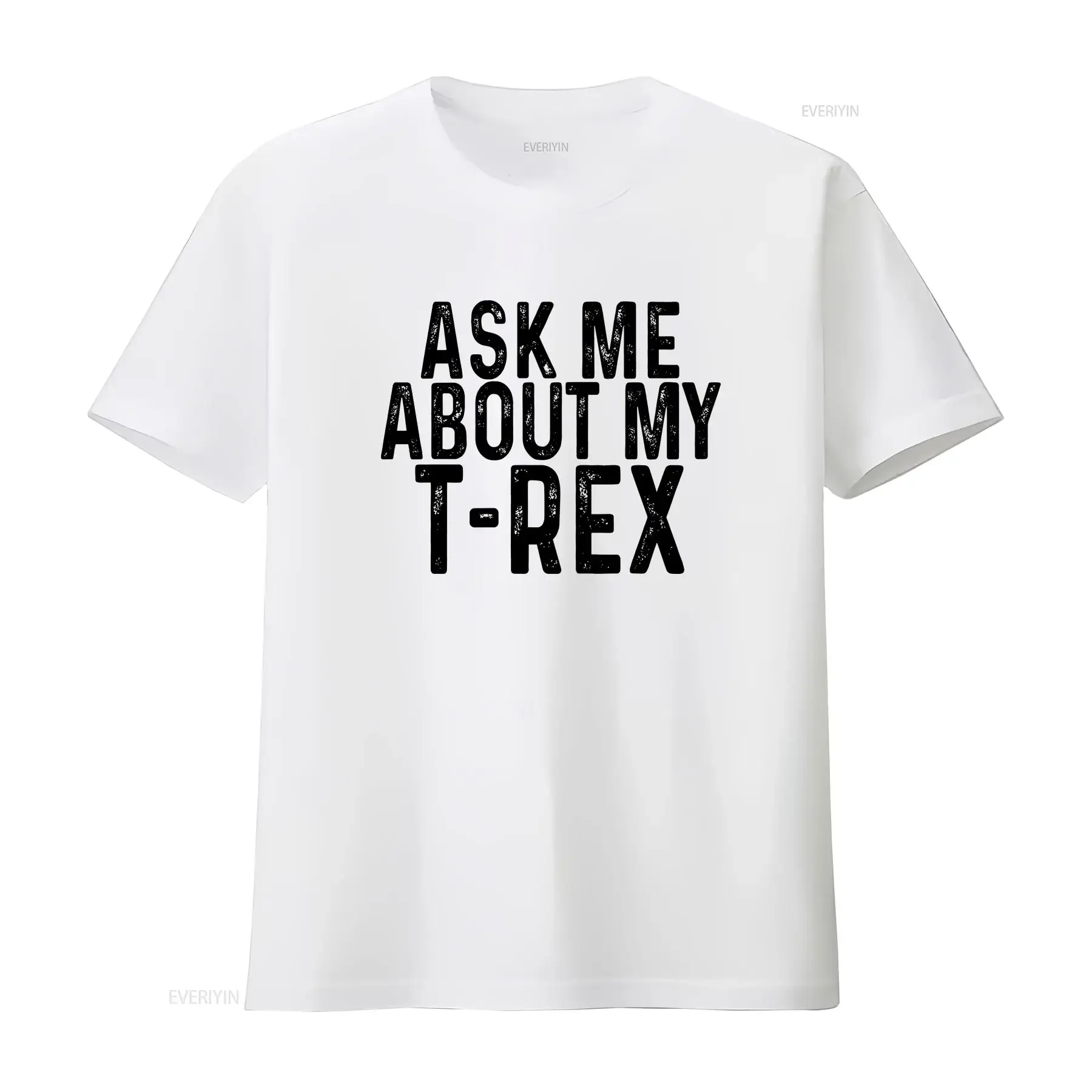 Flip T Shirt Ask Me About My Rex Dinosaur s Mens Funny vintage Washed Soft streetwear Versatile Slightly Top For Everyday Wear