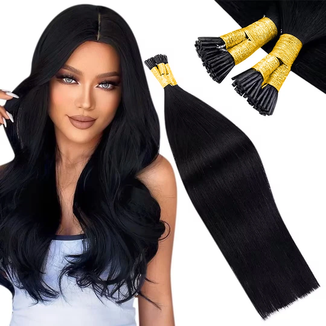 

I Tip Hair Extensions Human Hair Natural Black Remy Itip Human Hair Extensions Invisible Itips Straight 50G 100G Per Pack