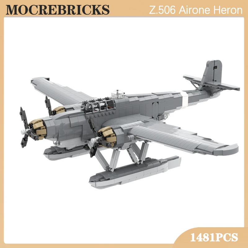 WW2 Military Italian Z.506 Airone Heron Transport Plane Postal Aircraft MOC Building Block Expert Model Technology Brick Kid Toy