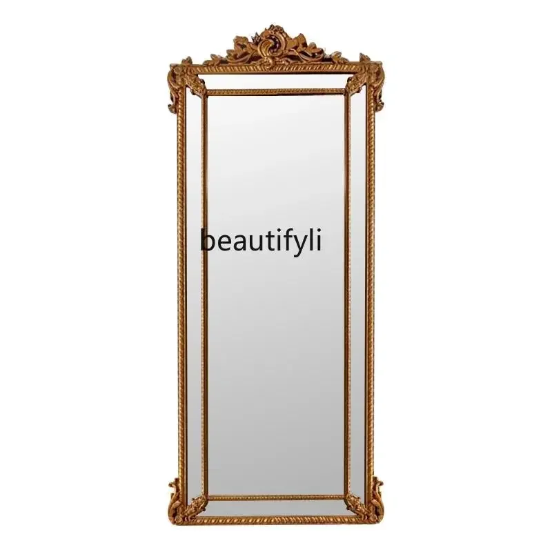 

European style, retro full-length mirror, American carved full-length mirror, household wall, porch fireplace mirror