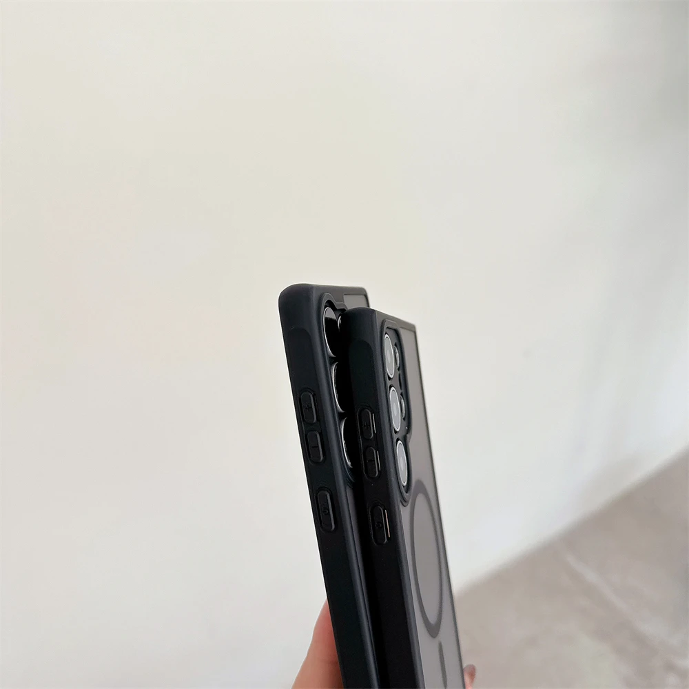 Frosted Magnetic Case For Samsung Galaxy S25 Edge S24 S23 S22 Ultra Plus FE A14 A15 A16 A05 For Magsafe Wireless Charge Cover