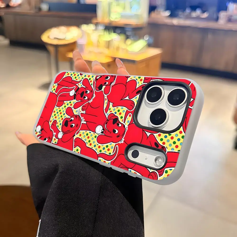 Cartoon Clifford The Big Red Dog Phone Case For IPhone 17 Air 16 E 15 14 Plus 13 12 11 Pro Max Jelly 2 In 1 Protective Case
