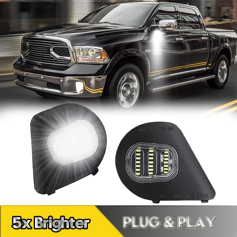 

2Pcs LED Side Under Mirror Lamps Puddle Lights For Dodge Ram 1500 2500 3500 4500 5500 2010-2021 Car Accessories OEM#68087239AA