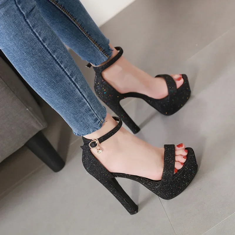 New Summer Sexy Women High Heels Sandals Fashion Stripper Shoes Party Pumps Women Platform Sandals Open Toe High Heels 14 Cm