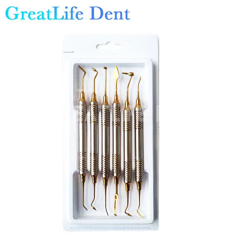 GreatLife Dent 6pcs/set Professional Equipment Dental Suraical Instruments Resin Filling Aesthetic Restoration Kit