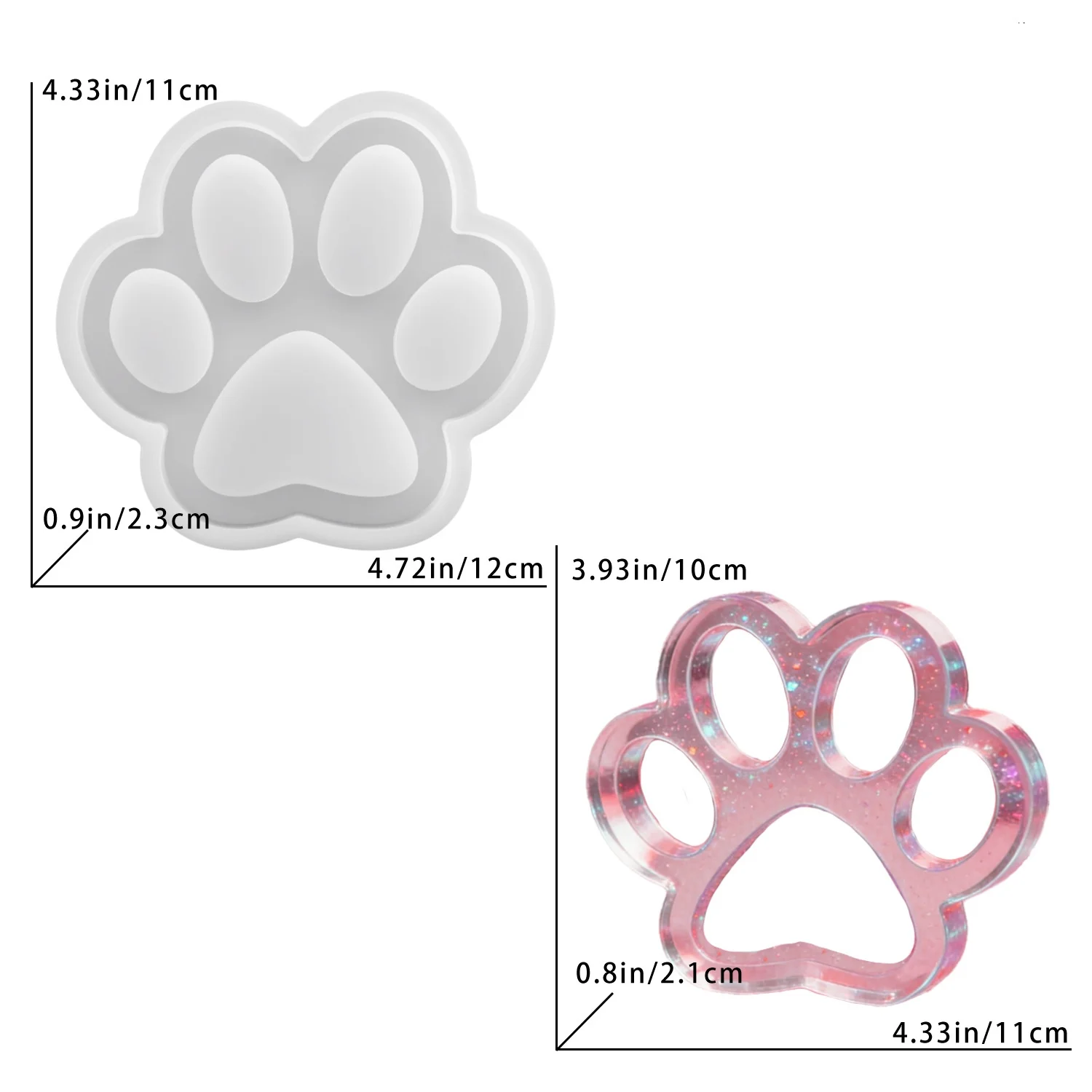 DIY Hohle Katzenpfoten-Ornament-Gießform aus Harz, Große und Kleine Katzenpfoten-Spielzeug-Gips-Silikonform