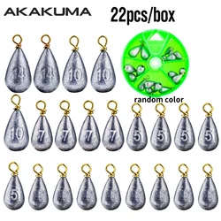 22Pcs Lead Fishing Sinker 3.5g/5g/7g/10g/14g Weight Sinker Boxed Bell Drop With Brass Swivels Fishing Gear Lead Sinker