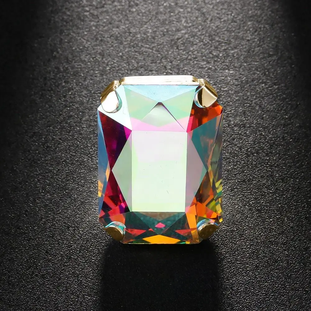 Rectangle Shape Rectangle Rhinestone Ring Rhinestone Crystal Large Size Vintage Wedding Ring Adjustable Size Exaggerated Giant